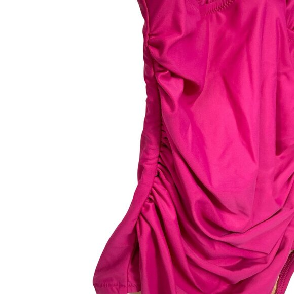 J. Crew Women's Pink Ruched V-Neck One-Piece Swimsuit Size 4 NWT - Picture 5 of 9